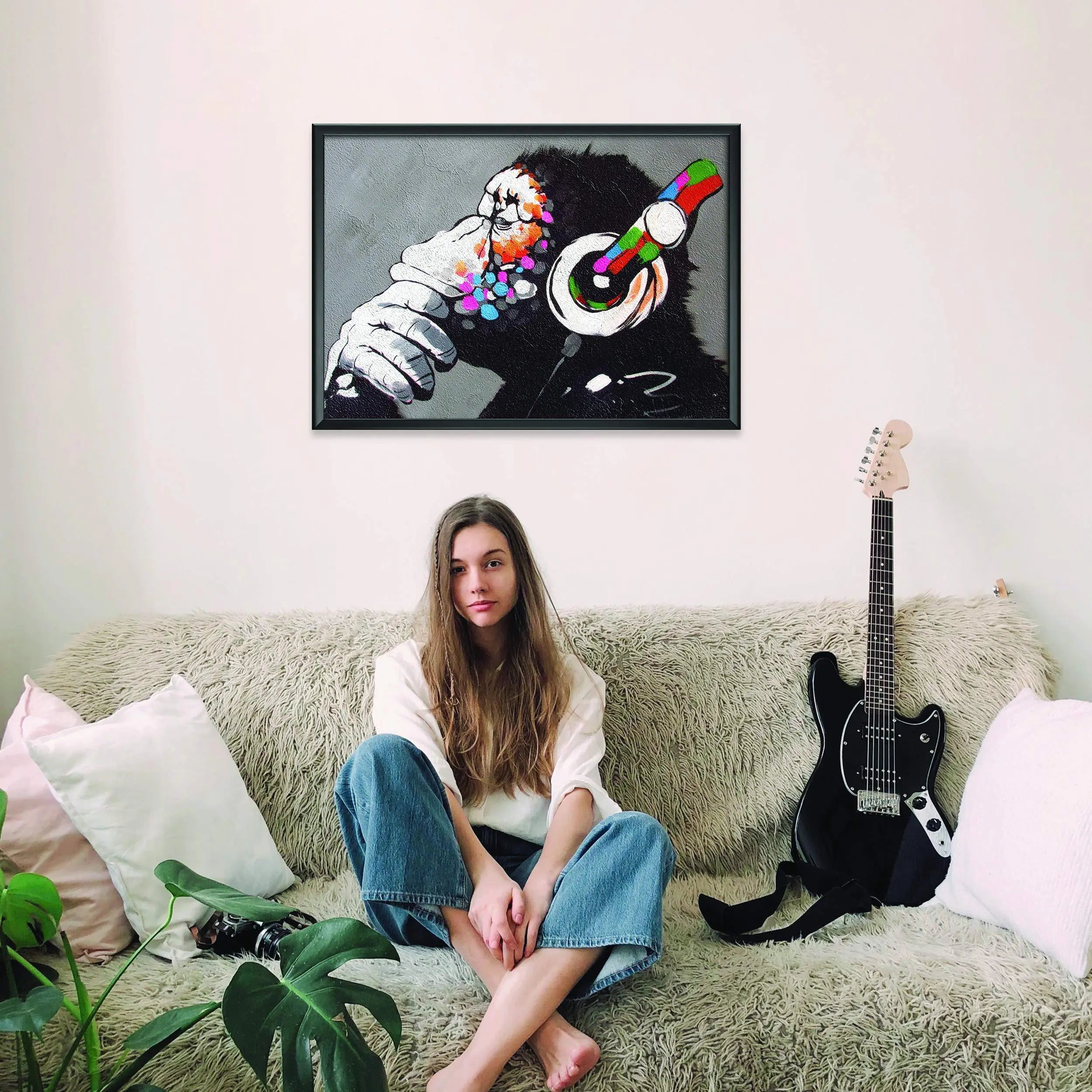 Banksy Monkey Graffiti Poster for Musical Player Decoration 22x16 inches